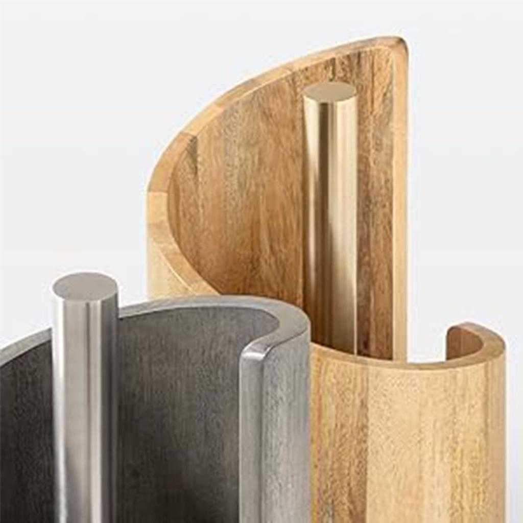 Berg Papierhandtuchhalter Arbeitsplatte mit Mangoholz Rundem Sockel und Eisenhalter,Neue Holz Papierhandtuchhalter Arbeitsplatte, Hält Jumbo und Mega Rollen