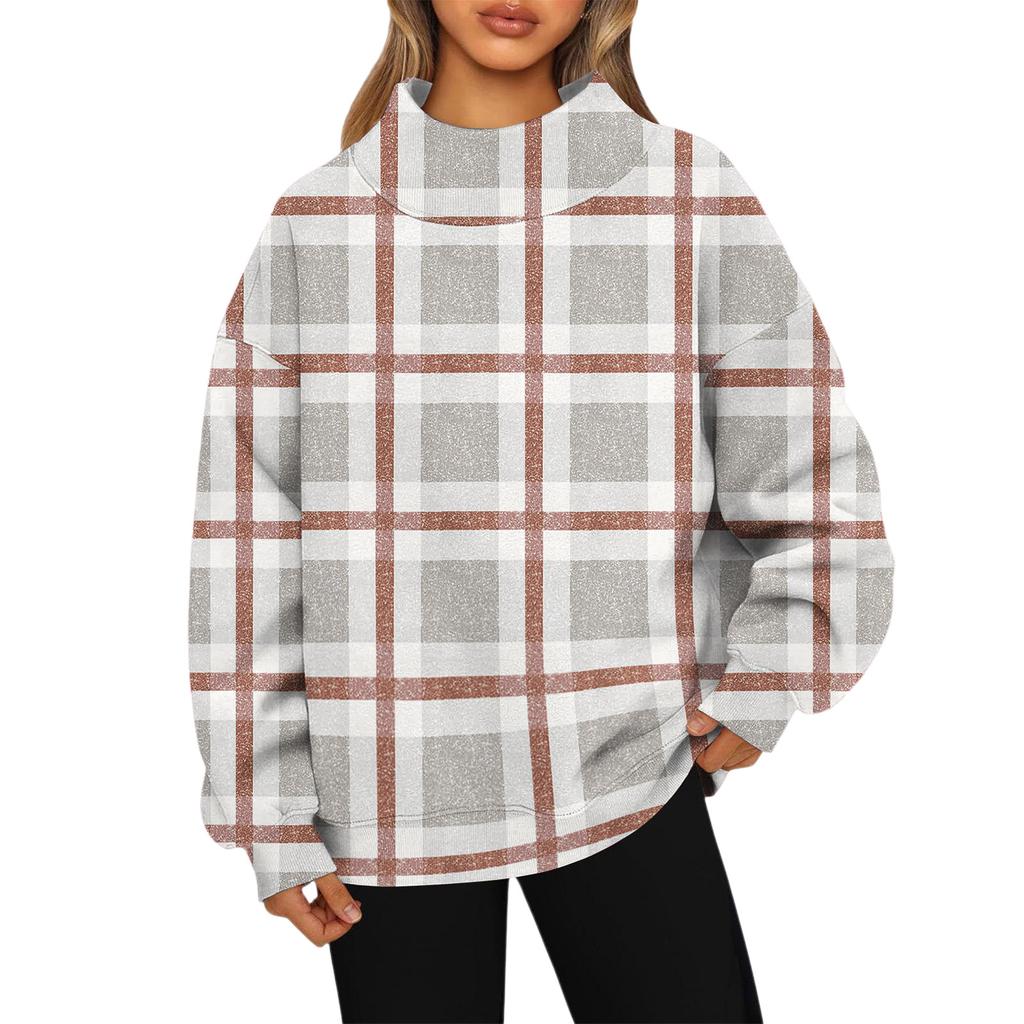 Women's Sweatshirt Sports Flannel  Sweatshirt Long Sleeve Top Casual V-Neck Sweatshirt