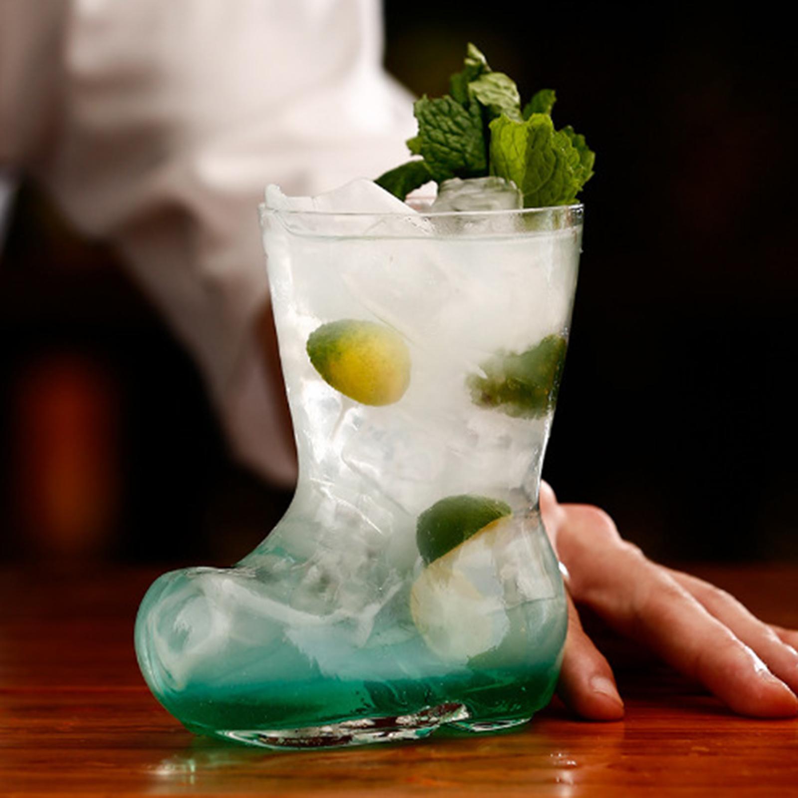 Glass Beer Mug Boot Shaped Funny Lovely Transparent Cold Beverage Cup 380ml Milk Cup for Wedding Holiday Birthday KTV Bar Party 380ml