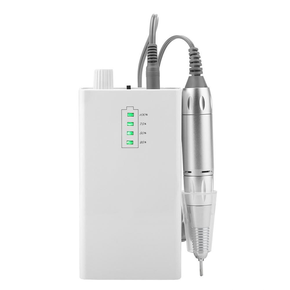 Portable Rechargeable Electric Nail Drill Machine 30000 RPM Cordless White