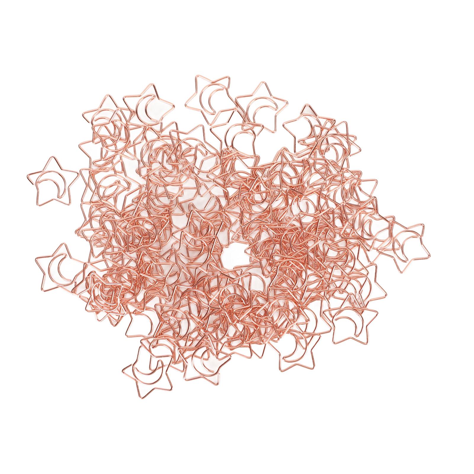 

100 шт. Звезда Луна Скрепки Предотвращают Ржавчину Сопротивление скольжению Симпатичные Скрепки для Офиса Ежедневного Использования розового золота