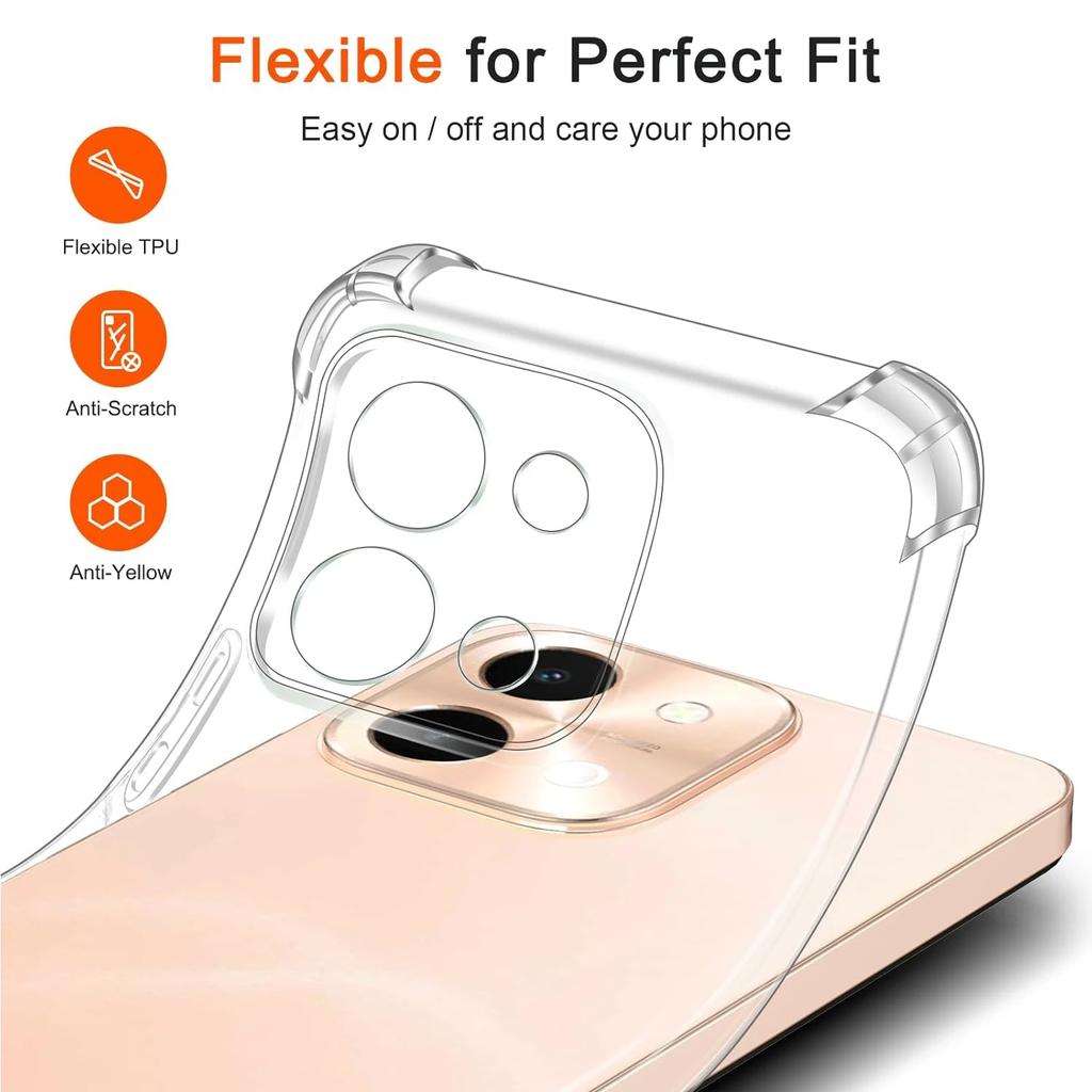 TPU Transparent Case for VIVO Y28 Y03 4G Y18 Y28S 5G Protective Cover Four Corners Shockproof Bumper Coque Fundas