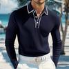 Men's Single Breasted Long Sleeved Shirt With Turn Down Collar Casual Sportswear