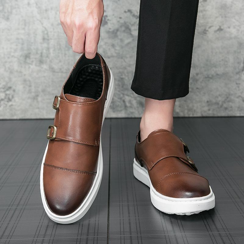 Men Double Buckle Casual Shoes Autumn