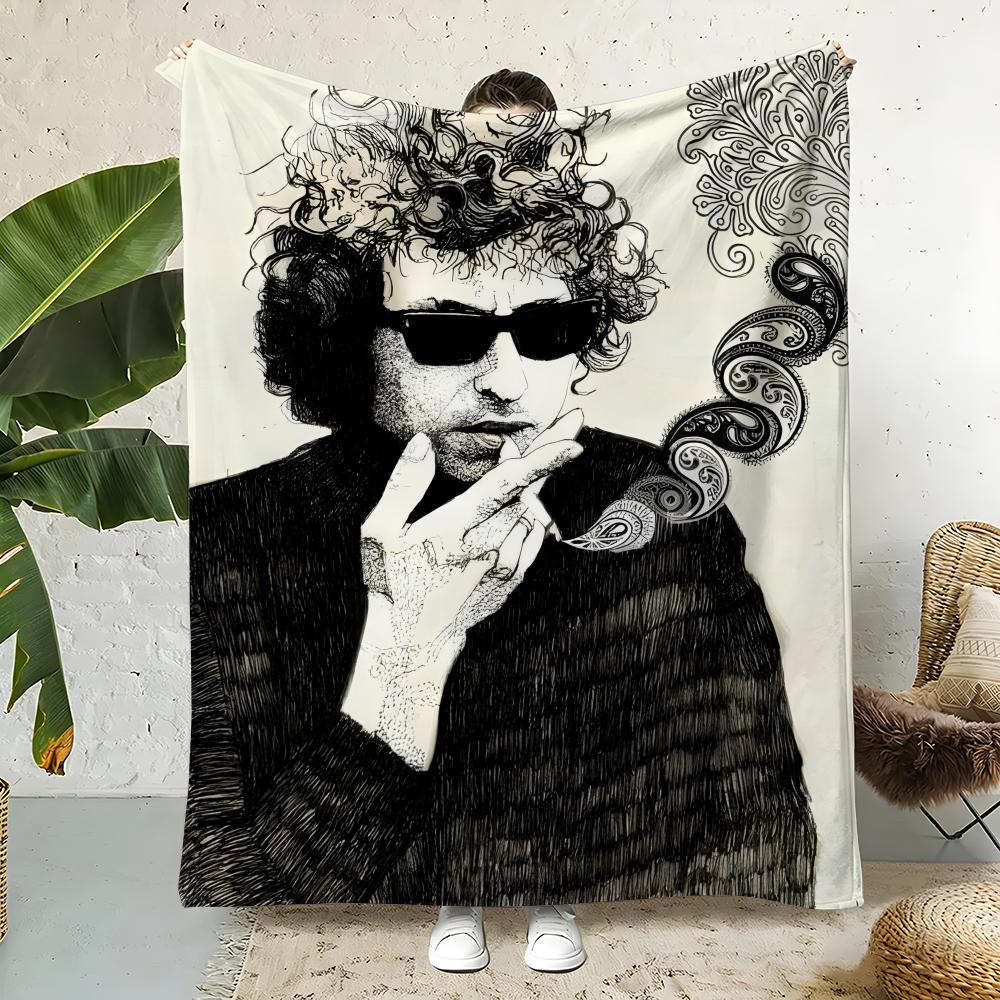 Music B-Bob Dylan Throw  Flannel Throw Blanket,Bed Home Office Nap Blanket Travel,Camping,Picnic Blanket Soft Decor 75X95CM