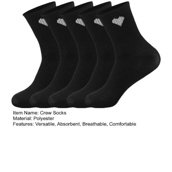 Yousheng 5 Pairs Men Love Heart Socks Casual Ribbed Crew Socks with Black White Hearts Breathable Sweat-Absorbent Athletic Socks for Sports Running