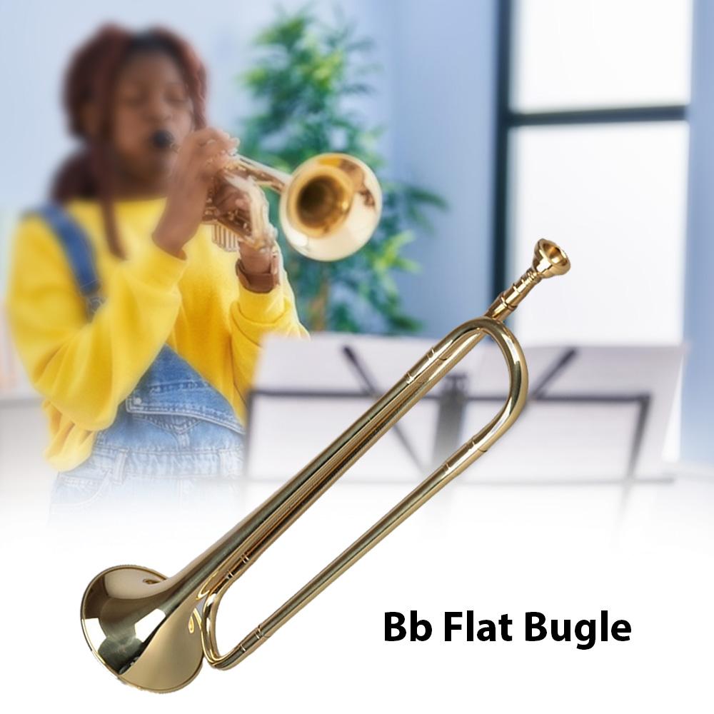 Brass Trumpet Bb Flat Bugle with Mouthpiece Orchestra Music Instrument Gold Lacquer Finish for