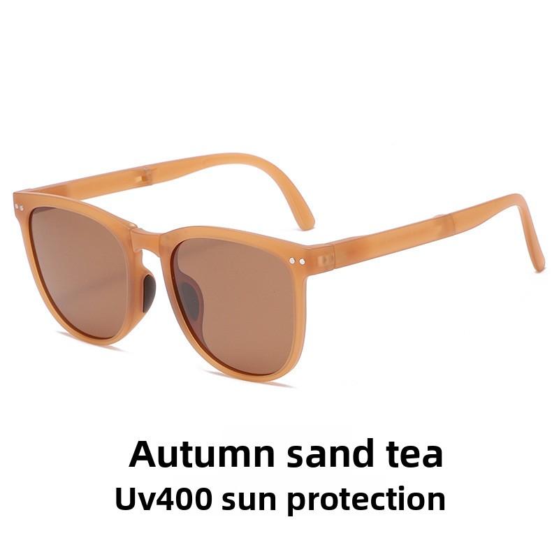 Folding Sunglasses Women's Anti-ultraviolet Polarized Sunglasses High-end Face-showing Small Large-frame Glasses