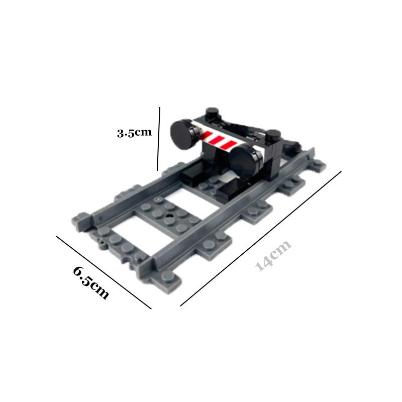 City Train Parts Tracks Train Station Bricks Railway Buffer Stop Model Rails Straight Curved Railways Building Blocks MOC Toys