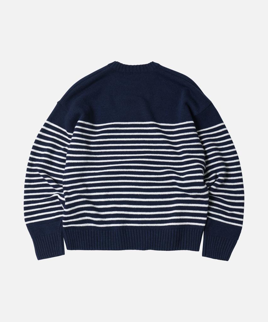 FRIZMWORKS Wool Stripe Relax Knit _ Navy