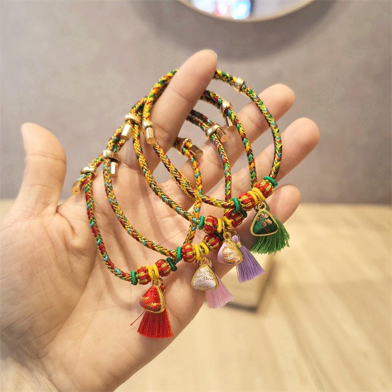 Dragon Boat Festival Zongzi Bracelet: Handmade Five-Color Woven Rope for Men, Women, and Children.