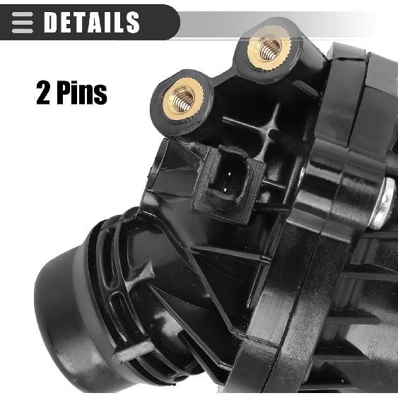 Motoforti Car Auto Thermostat, Thermostat Housing, for BMW 525i 2006-2007, Metal, with Sensor, 11537549476 11537536655, Black