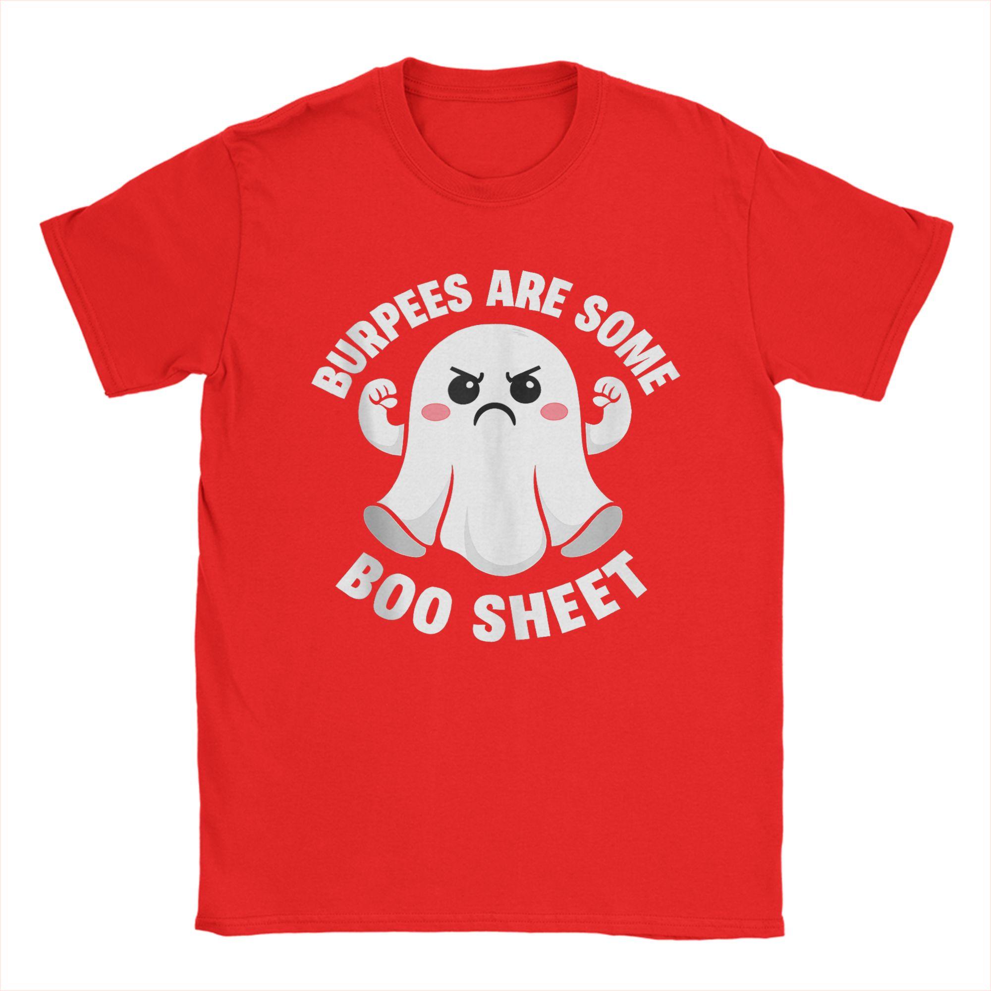 Harajuku T Shirt Summer Burpees are Some Boo Sheet Spooky Halloween Ghost Fitness Fashion T Shirts Cotton Tee Shirt for Men Y2K S