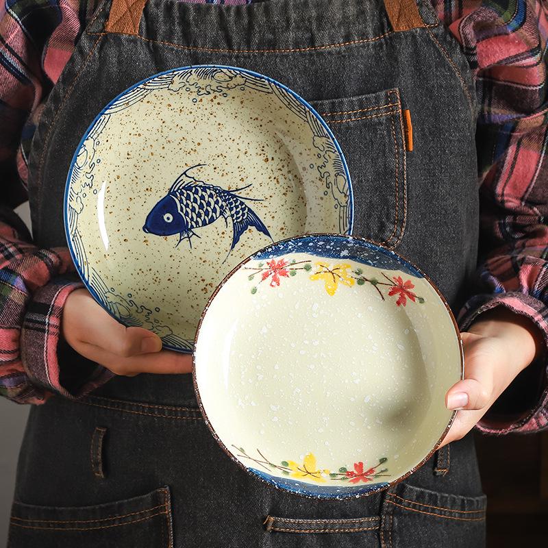 Retro Chinesisches Keramik-Ess- und Suppenteller-Set