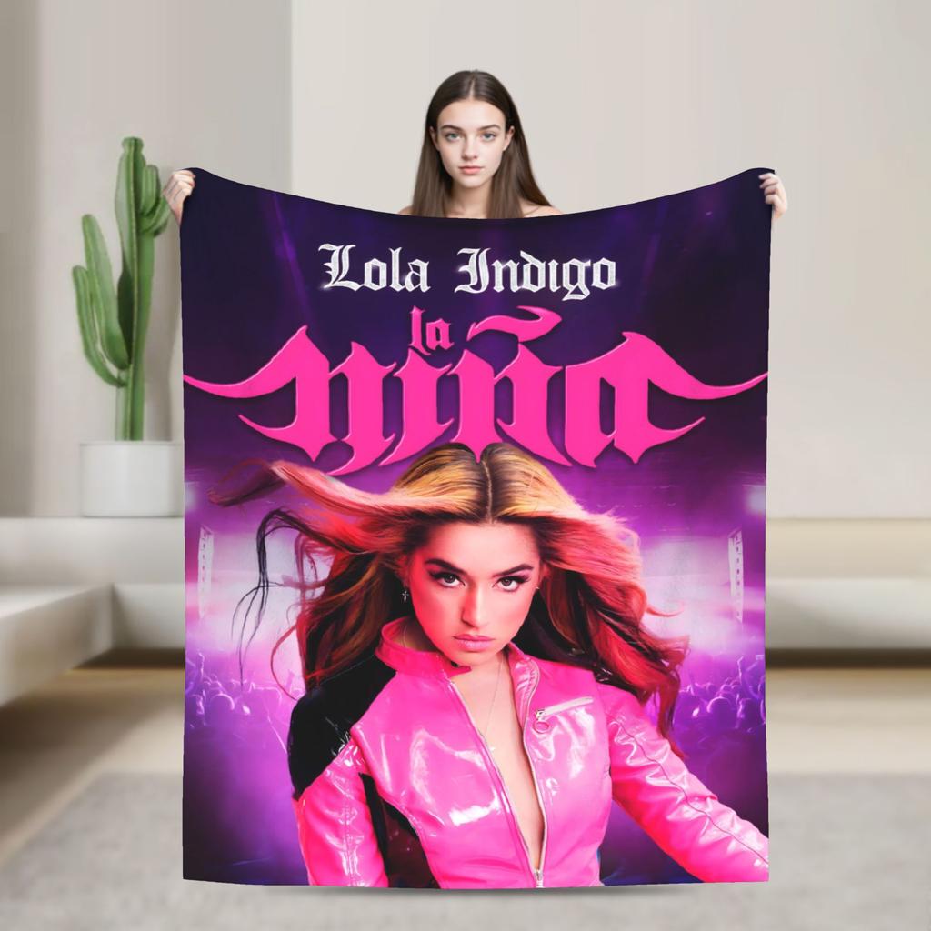 Lolas índigos Spanish Singer Bedding Throws Soft Cozy Graphic Blanket  For Home Decor Plane Travel Flannel Bedspread Bed Cover