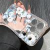 Silicone Clear Phone Case For iPhone 17 16 Pro 15 14 13 12 Pro Max 11 Transparent Shockproof Soft TPU Line Flower Printed Cover