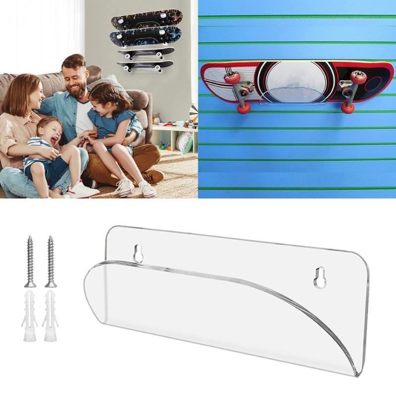 Skateboard Wall Mount Longboard Invisible Clear Hanger Display Rack Shelf for Fits Skateboard Longboard Skis Snowboard