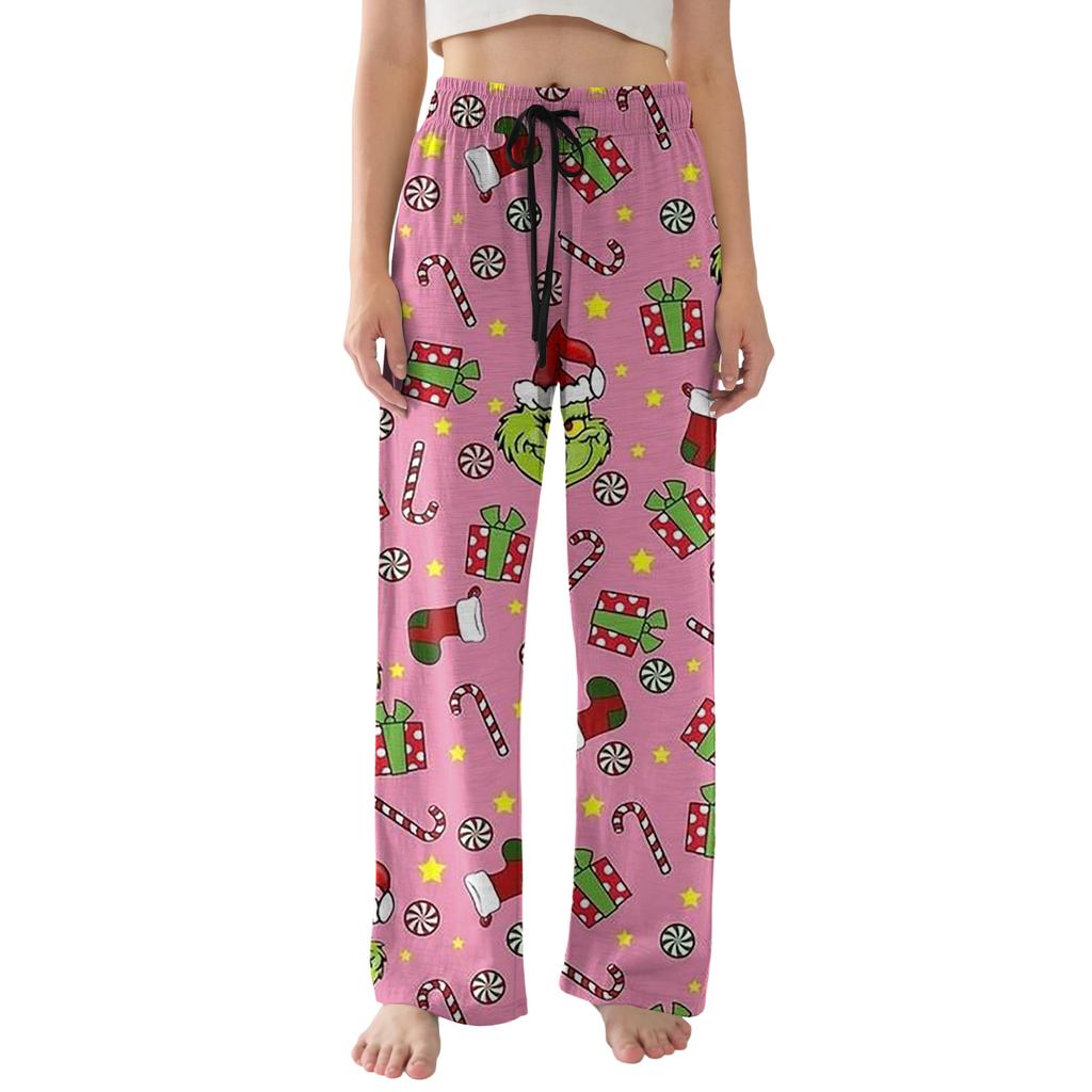Damen Pyjamahose Leicht Lässig Bequem Palazzo-Hose Nachtwäsche Loungewear Unterteile Mit Taschen