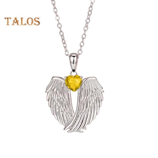 Angel Wings Necklace Rhinestone Hug Guardian Wings Pendant Necklace Zircon Birthstone Jewelry Gift for Her