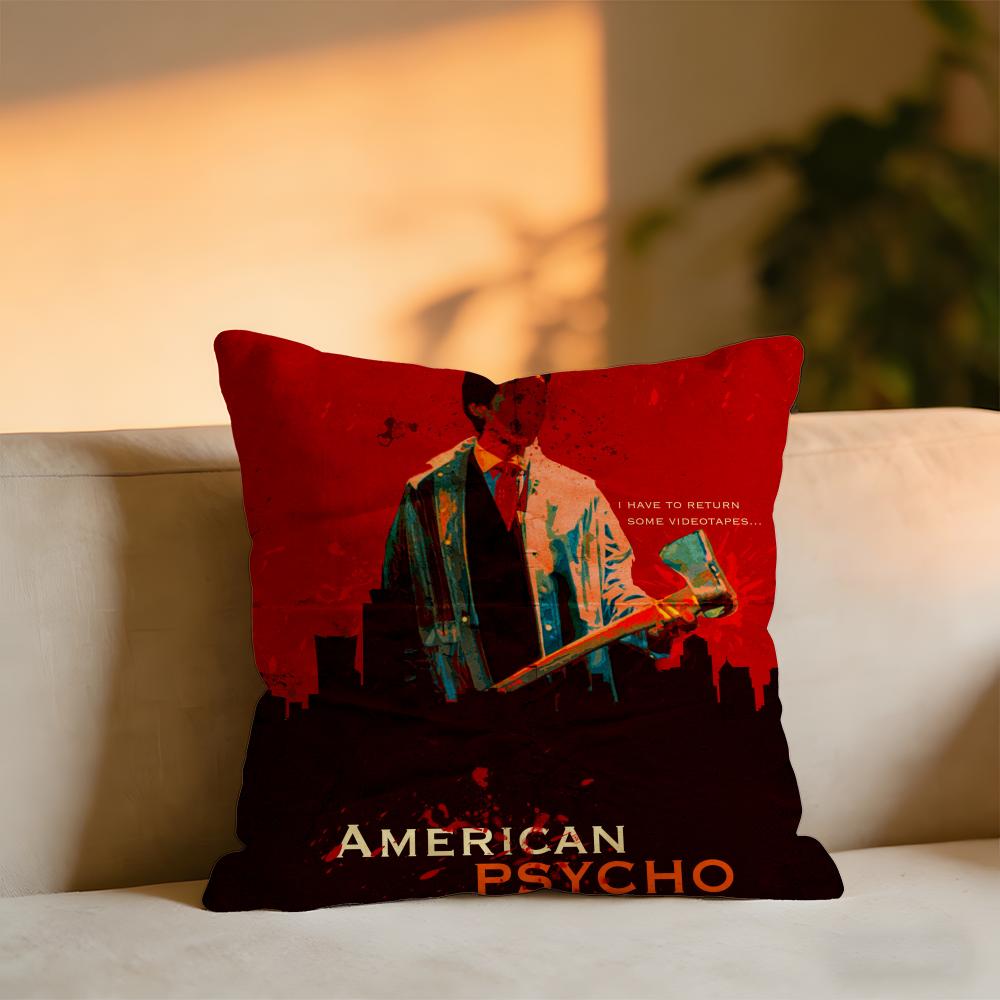 American Psycho Cushion Cover Cozy Velvet Throw PillowSoft Warm Cushion For Sofa Bed