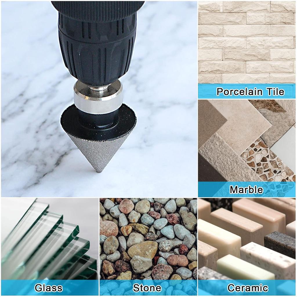 HARFINGTON Diamond Beveling Chamfer Bits 2"/50mm Dia 5/8-11 Thread Cone Grinder Bit with Adapter, Countersink Drill Bit To Enlarge Holes for