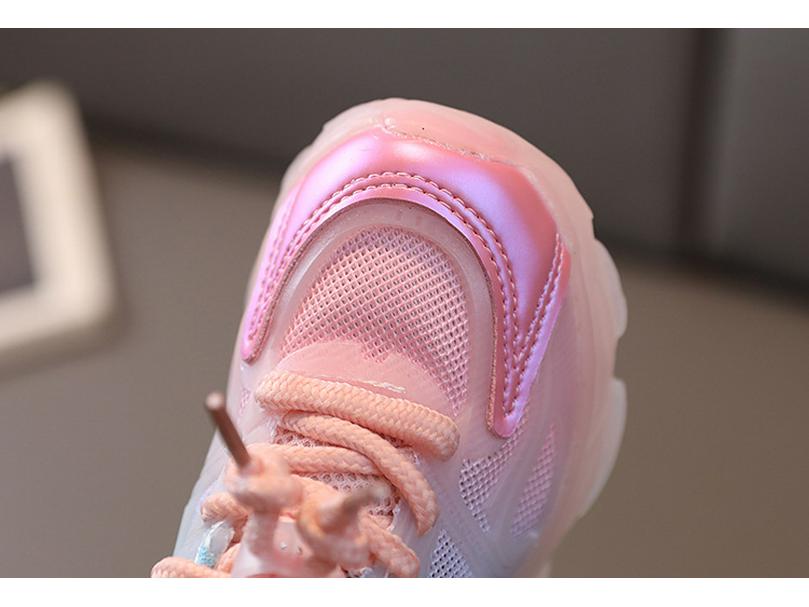 Jesień 2023 Dziecięce sneakersy z siateczki z gradientem i podświetleniem LED