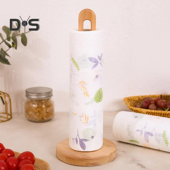 Portarrollos de Papel de Madera con Base Estable Diseño Antideslizante Fácil Montaje Soporte Almacenamiento para Papel de Cocina