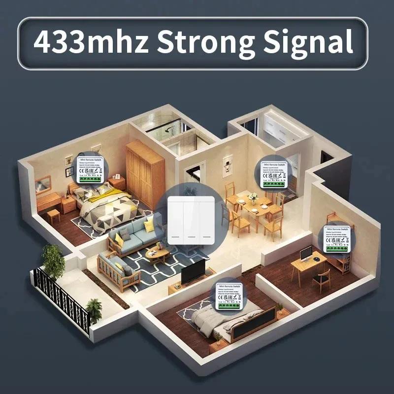 Smart Home Wireless Switch RF Transmitter 433MHz 16A Relay Receiver Module 2-Way Control Switches Remote Control AC100V-240V DIY