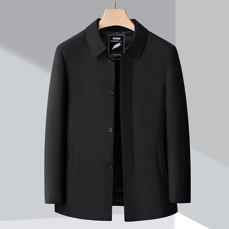 Men's Lightweight Business Casual Down Jacket - Warm Autumn/Winter Outerwear for Middle-Aged/Elderly
