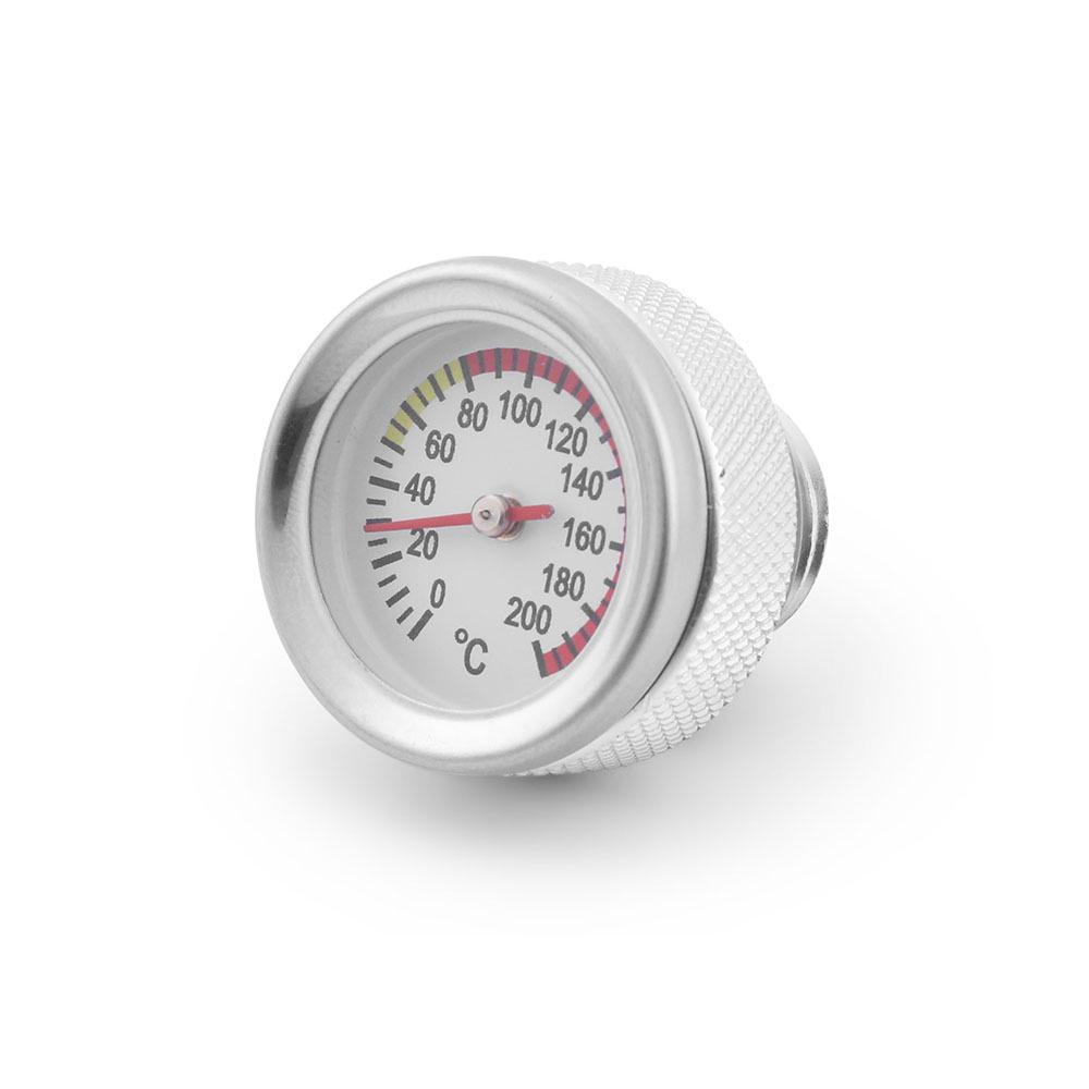 Motorcycle Fuel Tank Cap with Oil Temp Gauge (0-200℃), M20x1.5/M20x2.5, Black/Silver.