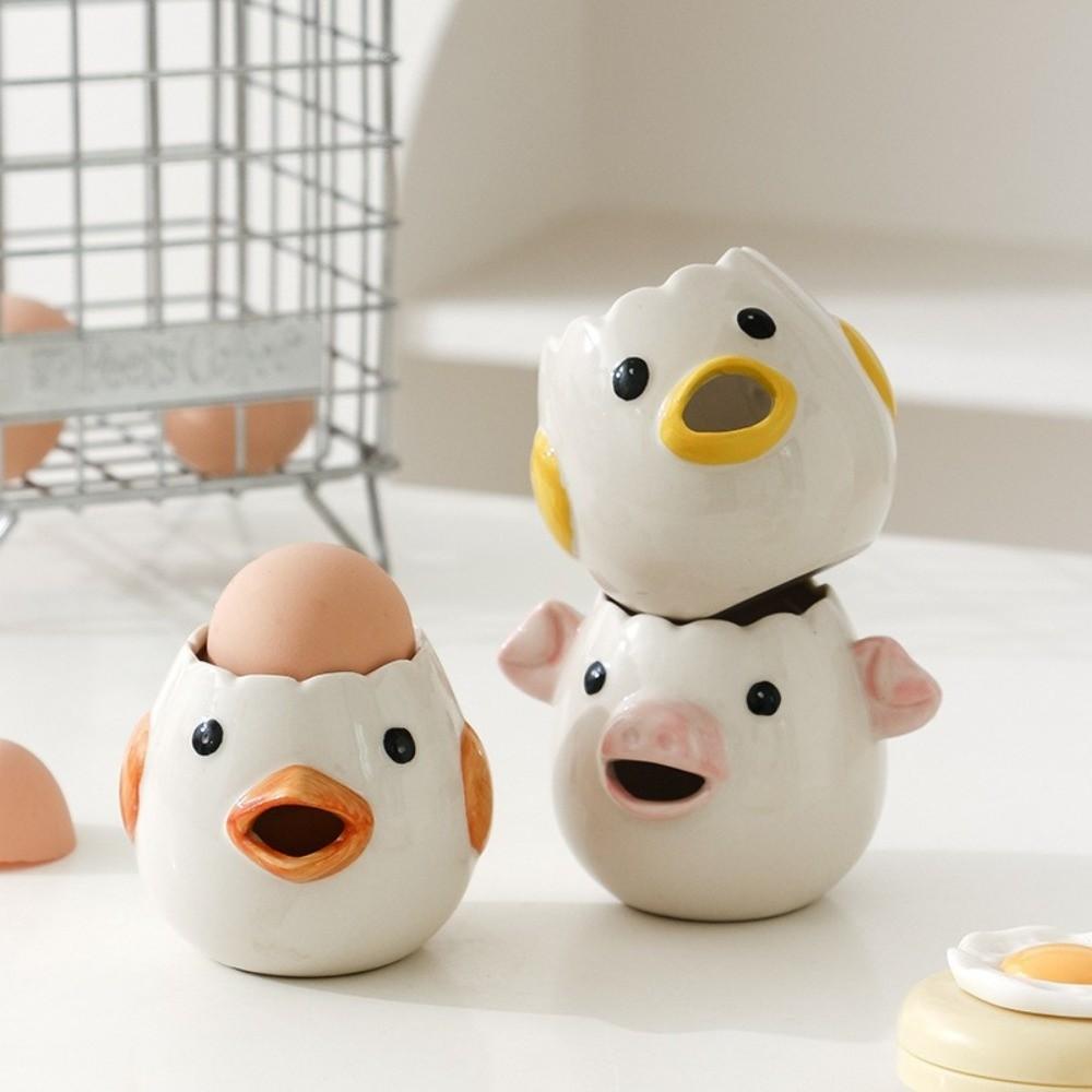 Ceramic Egg White Separator Easy Separation Cartoon Egg Yolk Separator Kitchen Accessories Efficient Egg Liquid Filter