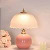 Cream Style Flower Bud Table Lamp Glass Cover Ceramic Base Nordic Table Lamps Decorative Plugged In Ambient Light for Home