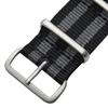 ZULUDIVER Classic Bond 1973 British Cadet Nylon Watch Black Grey Satin Buckle 20mm Band, & - -