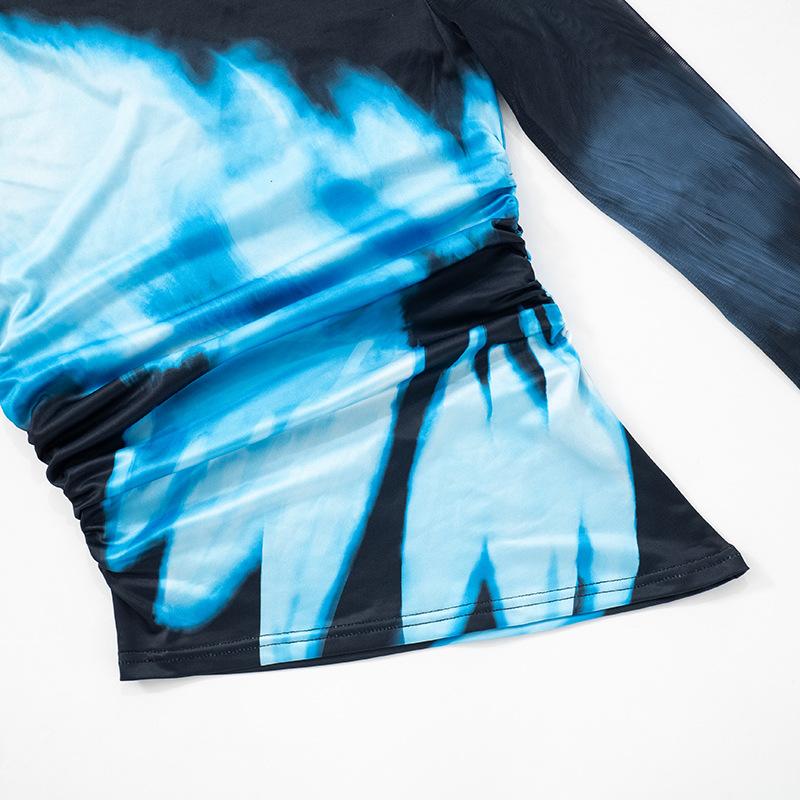 Women's Fall Casual Comfortable Printed Slim Long Sleeve Shrunken Short Dress