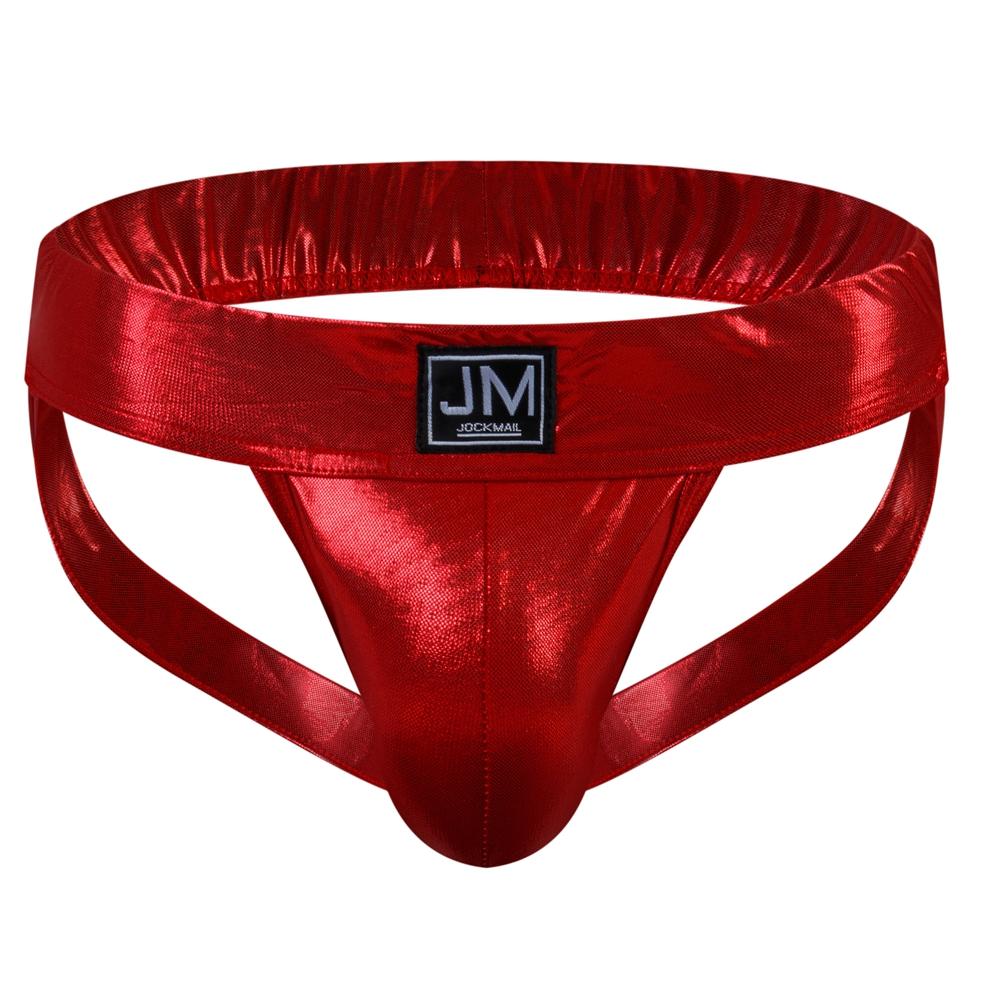 Jockstraps JOCKMAIL Fashion Low Waist Sexy Men's Underwear Gradient Colored Faux Leather Material Fabric Underpants