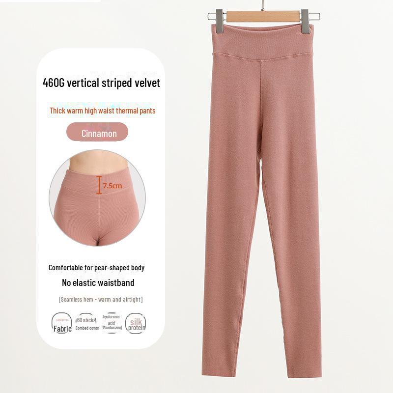 

Женские теплые брюки из немецкого бархата с высокой талией 460G — облегающие, высокоэластичные, согревающие леггинсы из бархата для осени. XL/170 (120-140 catties)
