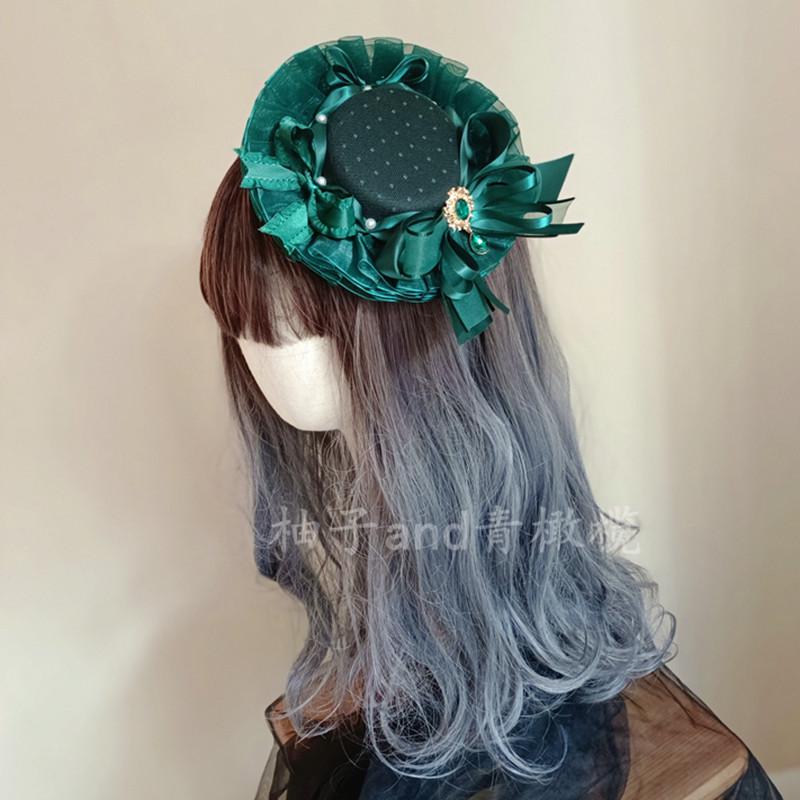 Green Lolita Top Hat Lolita Hairpin Small Cute Item Gift Stars Headband Bow Headgear Hair Clip Hair Accessories