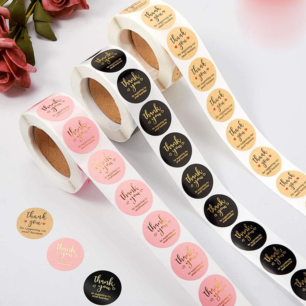 500PCS Round Labels Kraft Paper Thank You Sticker Dragees Candy Bag Flower Gift Box Cake Boxes and Packaging Wedding Stickers