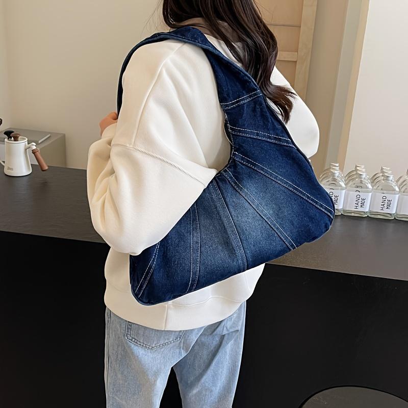 Trendy Denim Shoulder Bag All-Match Classic Niche Design Underarm Bag For Women Daily Use Shopping Bag