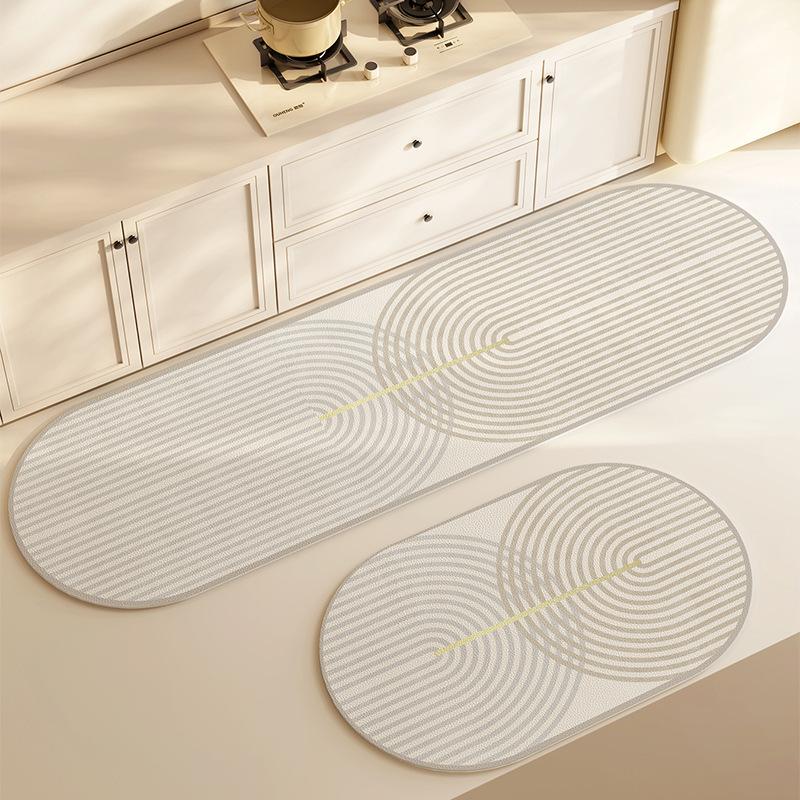 Diatom Mud Kitchen Floor Mat Dirt-resistant Anti-slip Mat Wasabi Wind Absorbing Quick-drying Foot Mat Long Two-piece Set