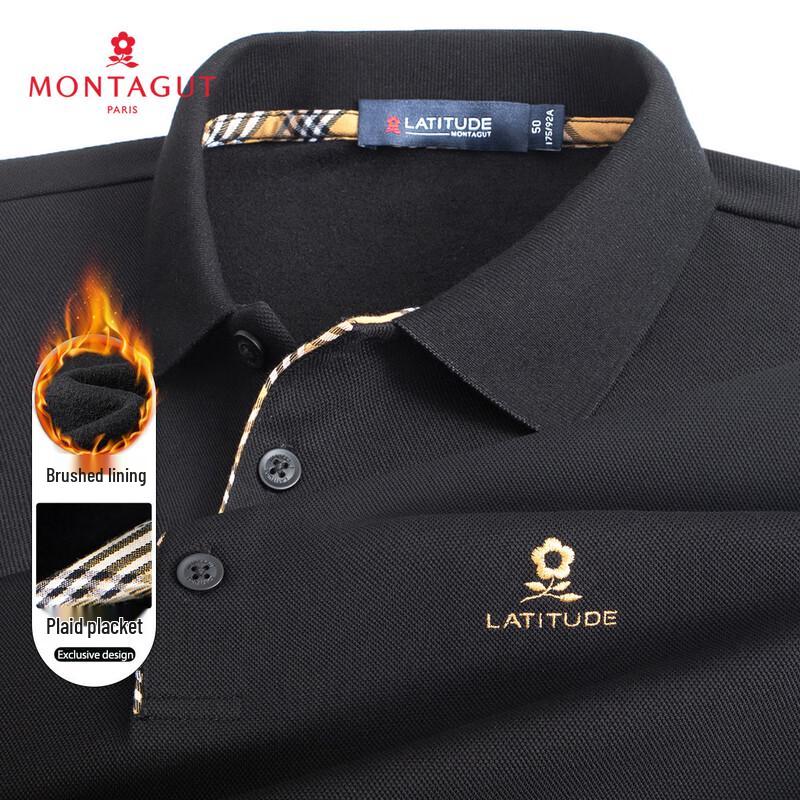 MONTAGUT Men s Brushed Long Sleeve Polo T-Shirt 48
