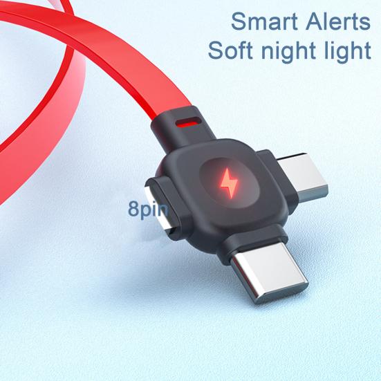 Cavo di ricarica retrattile 3 in 1 Ricarica rapida Supporto per supporto telefono per trasferimento dati Cavo dati multifunzionale di tipo C/USB/8 pin