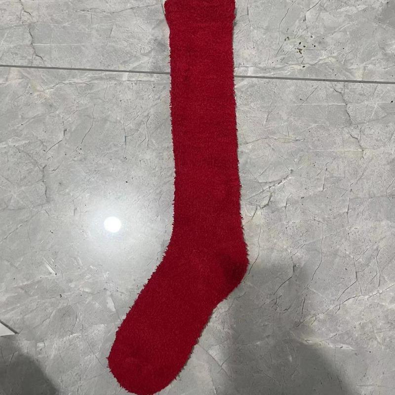 Female Autumn and Winter Add Velvet To Thicken Home Floor Sleep Month Son Keep Warm Not To Drop Hair Coral Velvet Calf Socks