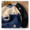 Men's Fake Two Piece Knit Sweater Crew Neck Casual Embroidered Pullover