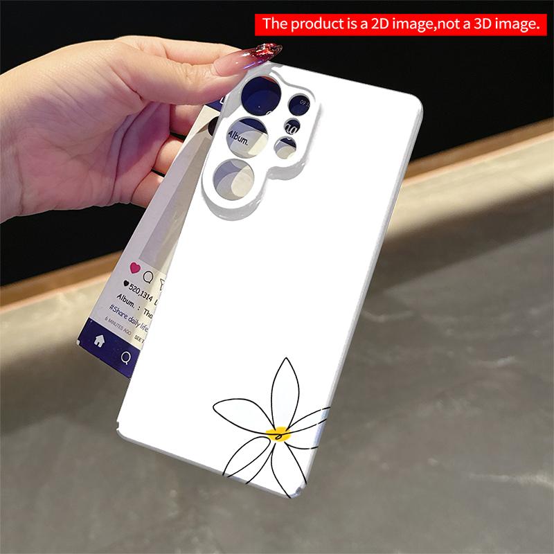 2DFlat Samsung Phone Case White Flower with Yellow Center, Minimalist Design. Applicable To Galaxy S23 S24 S25ULTRA S26 A12 A14 A15 A16 A54 A55