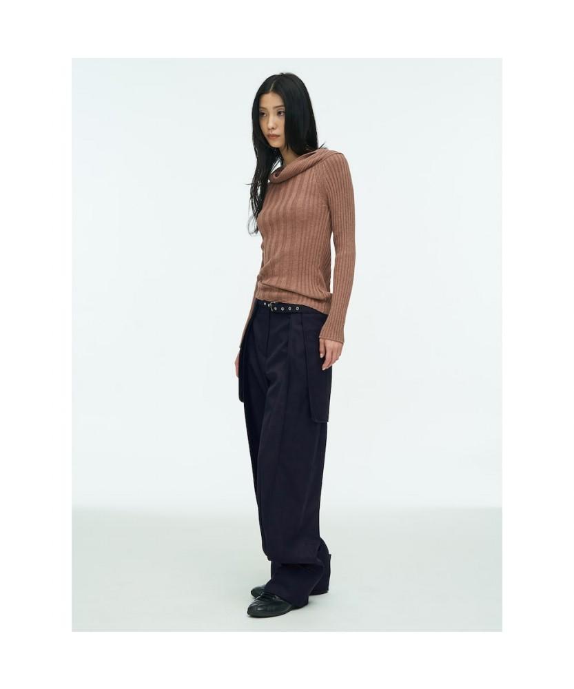 Anggae Tube Neck Rib Pullover Brown