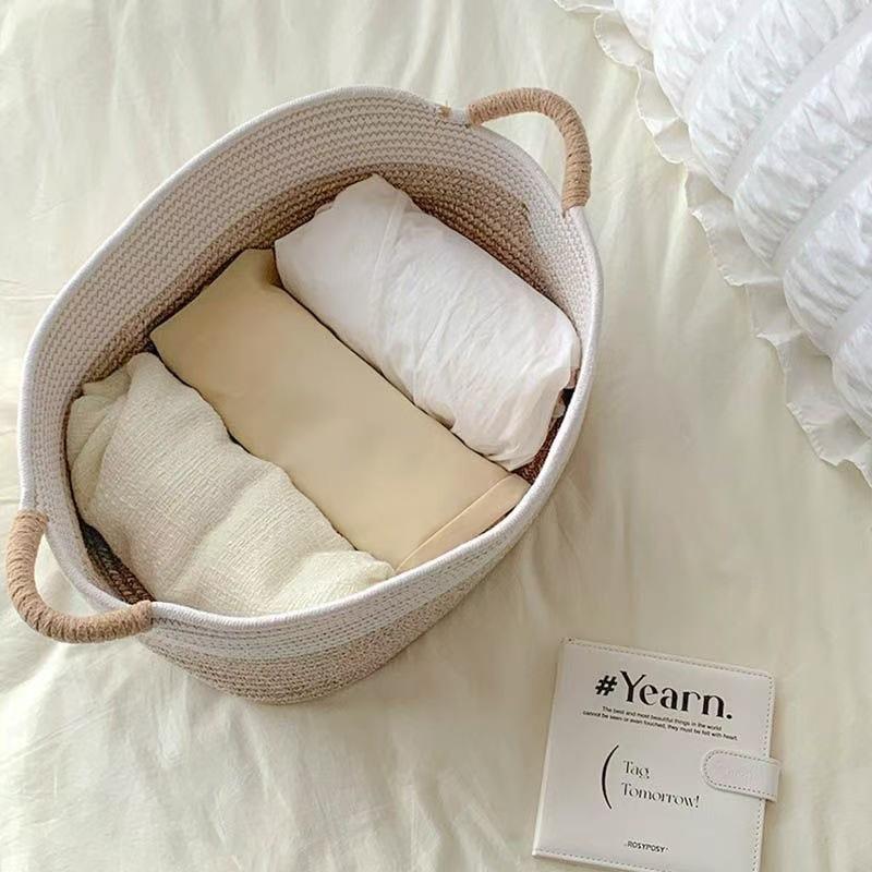 Rope Woven Baskets for Organizing Woven Rope Storage Basket Multifunctional Toy Basket for Desktop Nursery Office Bathroom Books