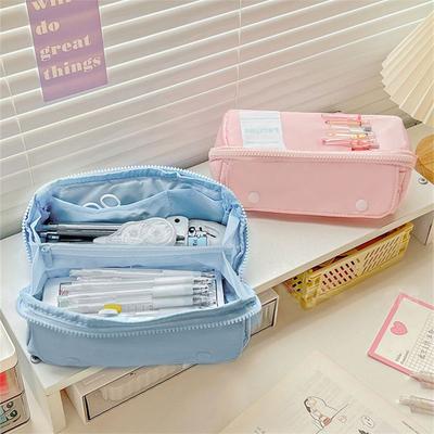 Large Capacity Canvas Pen Bag Kawaii Pencil Case Korean Stationery  Back To School Cute Supplies Ladies Cosmetic Bag Stationery