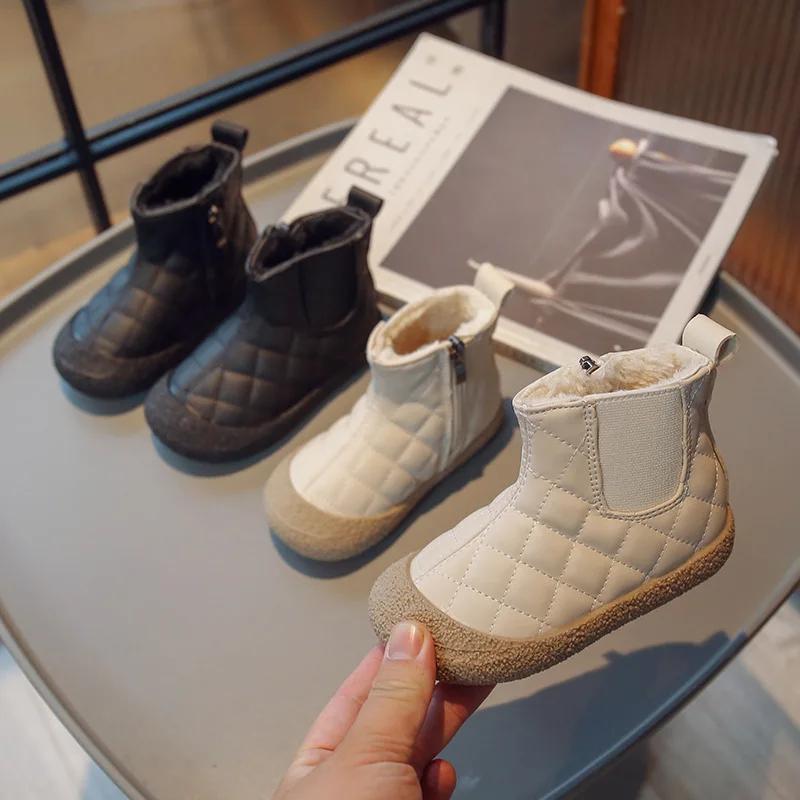 Autumn Winter Plush Warm Girl Shoe Warm AntiSlip Soft Sole Snow Boot Fashion Princess Kid Shoe Plush Cotton Shoes Kid Ankle Boot