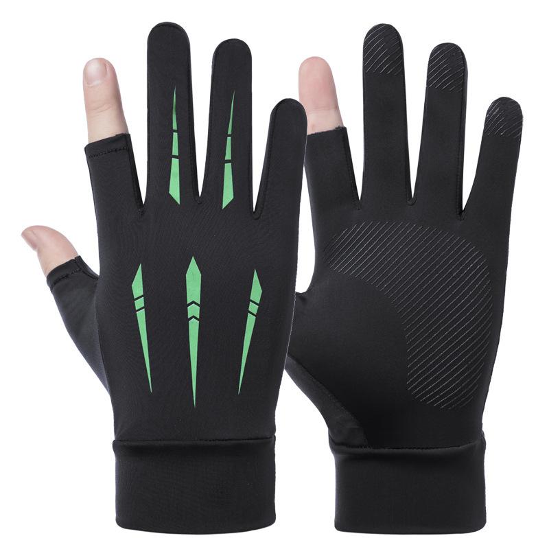 Sunscreen Gloves Driving Fishing Leaking Two Fingers Ice Silk Anti-slip Gloves Breathable Fitness Cycling Express Quick Dry Gloves